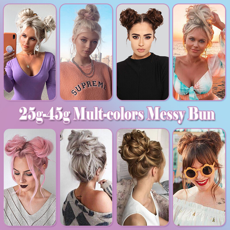 Messy Bun Hair Scrunchie Stranded Curly Flicky Wrap on Hairpiece Updo Various US