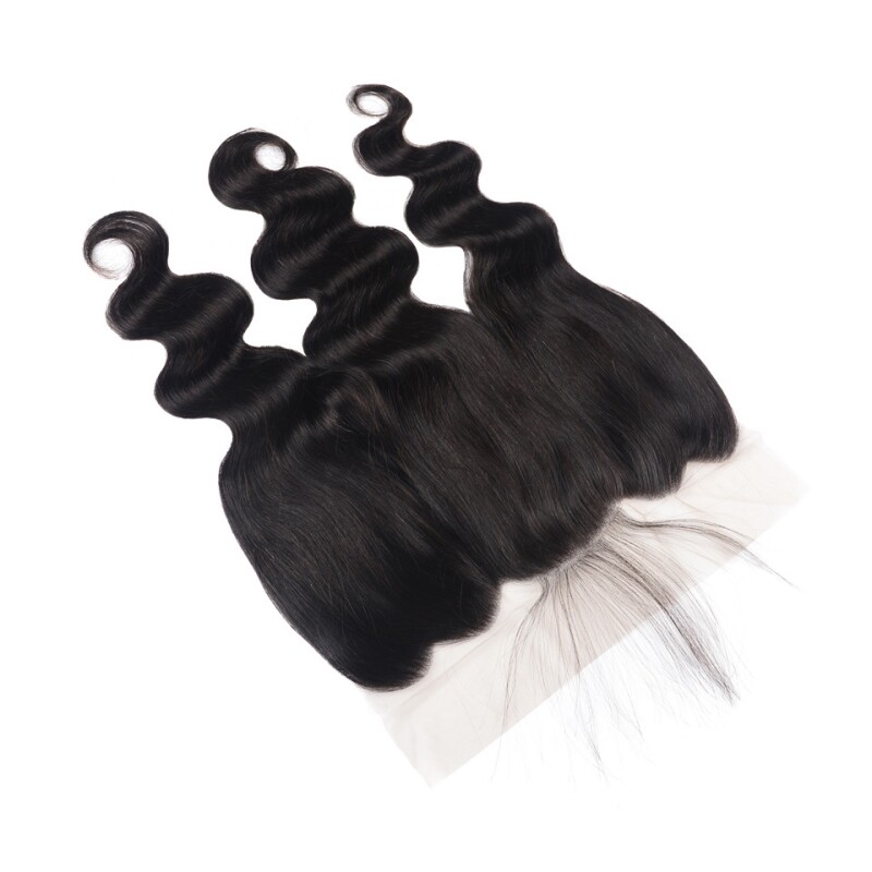 13*6 Transparent Lace Frontal Peruvian 100% Human Hair Straight 14-24Inch Black