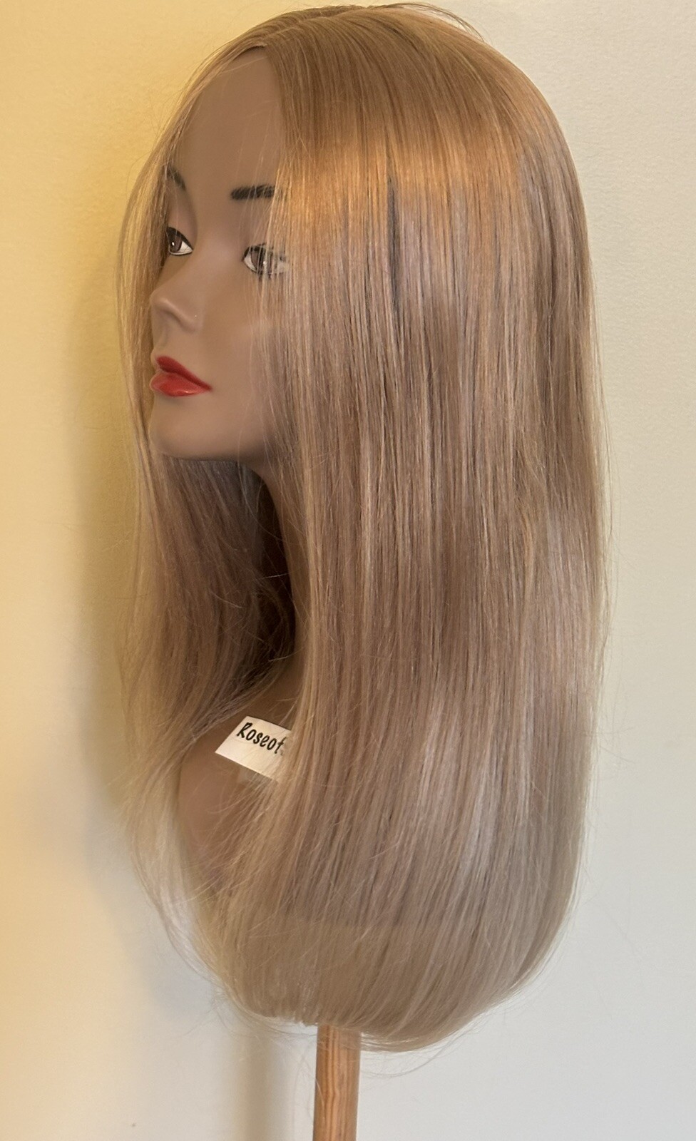 22” Long Synthetic Wig Blonde Sz Average Adjustable Center Skin Part Clean J-11