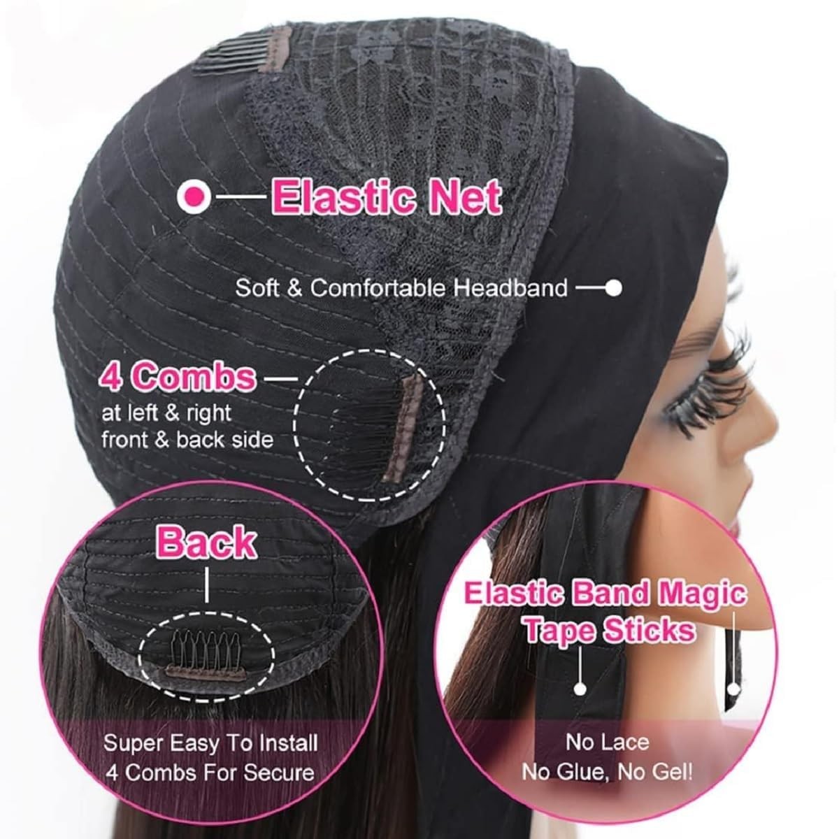 Lauberita Chocolate Brown Headband Wig Human Hair For Women 16 Inch 4 Deep Wave