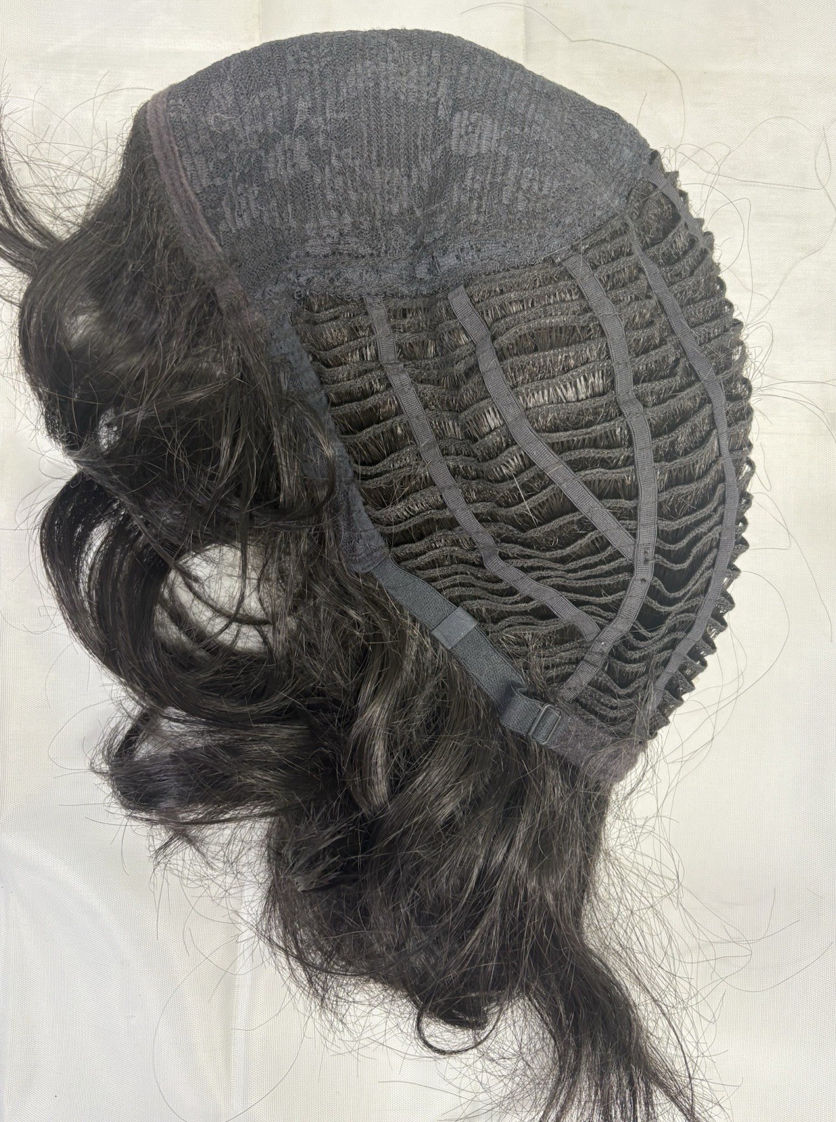 TWC Lace Front Wavy Bob Wig 14″ Darkest Brown Japan Fiber Ear Tabs Excellent