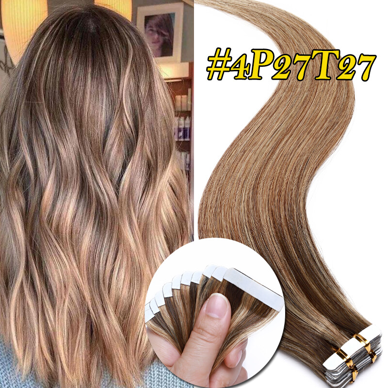 Invisible Tape In Russian Remy Real Human Hair Extensions Adhesive Skin Weft
