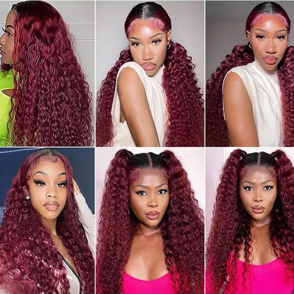 Hydtxc Human Hair Bundles Omber Burgundy T1B/99J Jerry Curly Human Hair Bundles