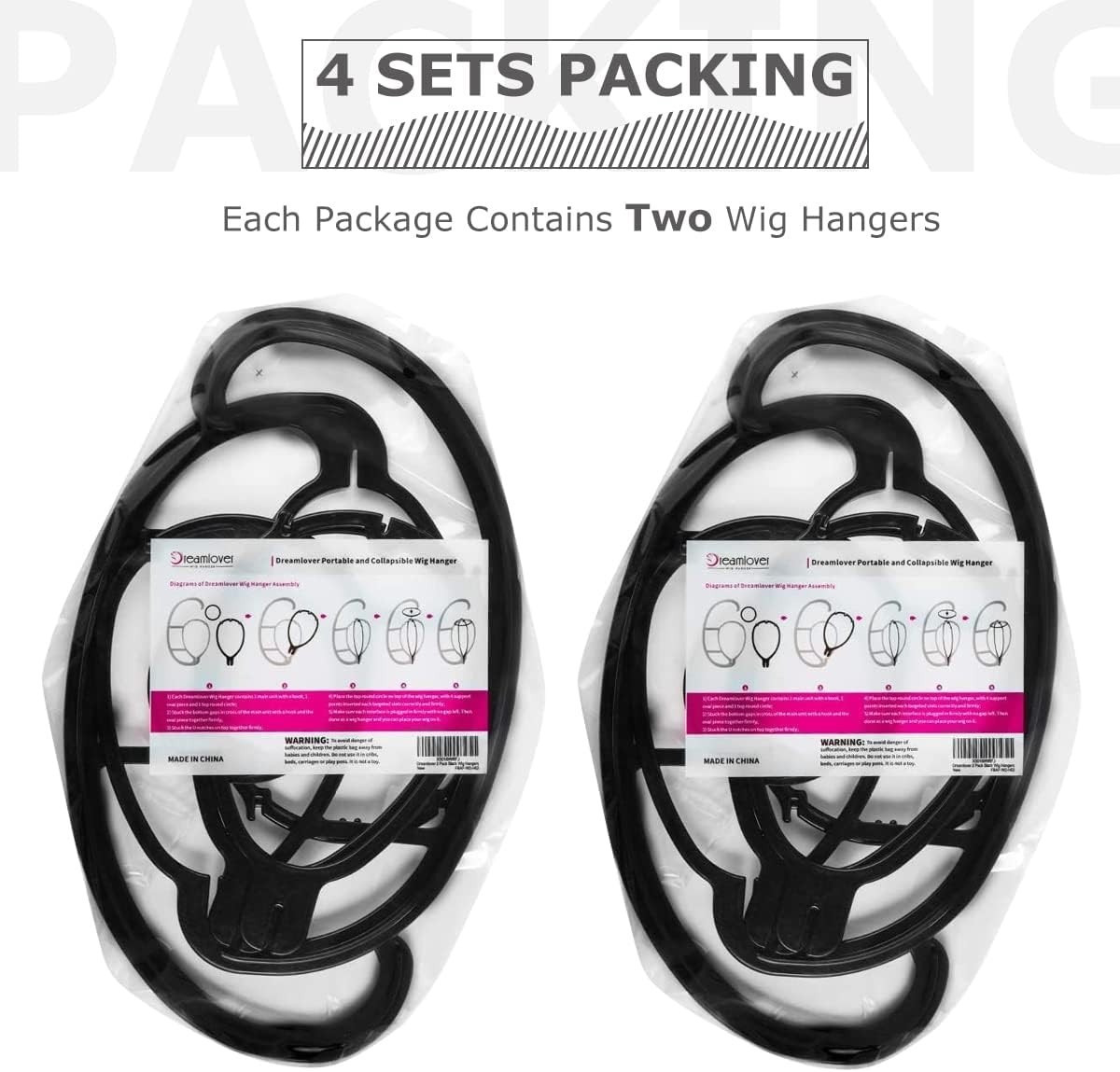 Hanging Wig Stand Set of 4 – Space-Saving Holder for Wigs & Accessories