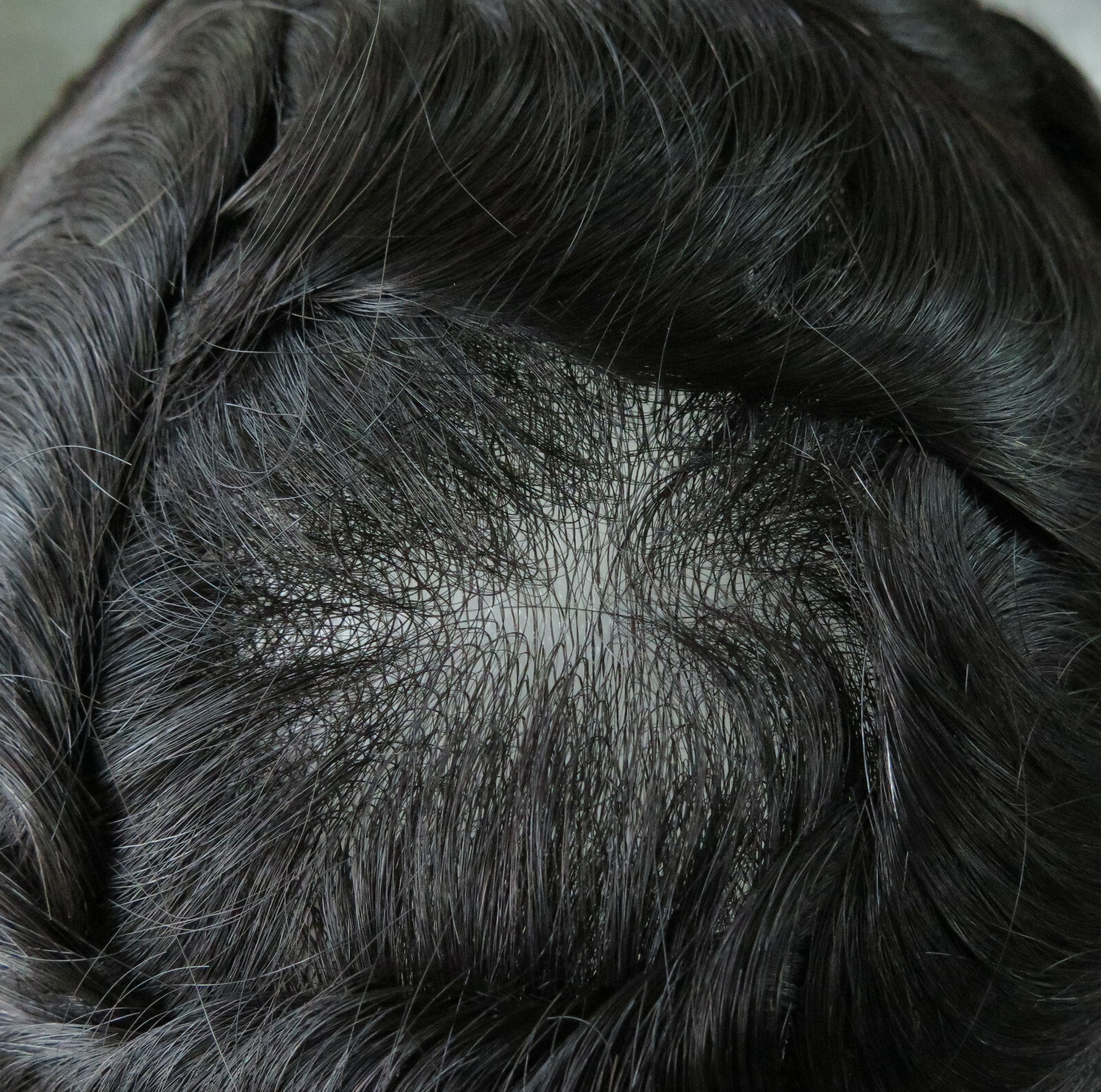Mens Super Thin Skin V-loop Natural Human Hair Wigs Replacement System Toupee #1