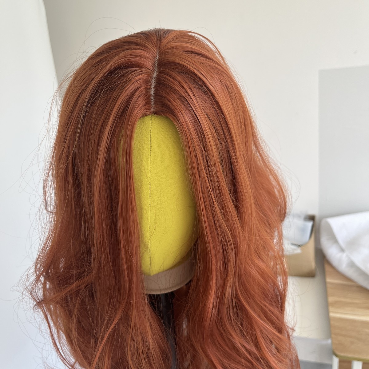 Copper Red Dress Up Wig Long Wavy Synthetic Hair Heat Resistant Women