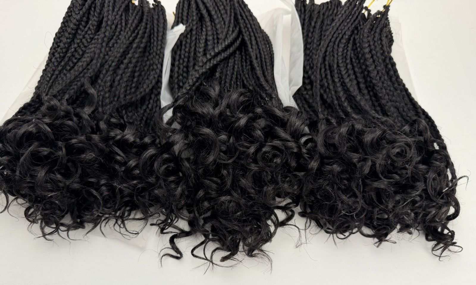 French Curl Crochet Box Braids Natural Black 11″ Hair extensions Pre-looped ends