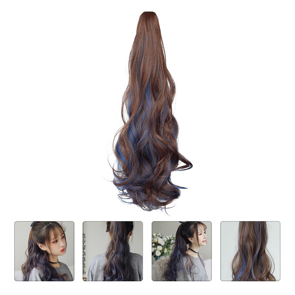 1Pcs Long Wavy Ponytail Hair Clip Soft Breathable Light Brown Durable Fiber