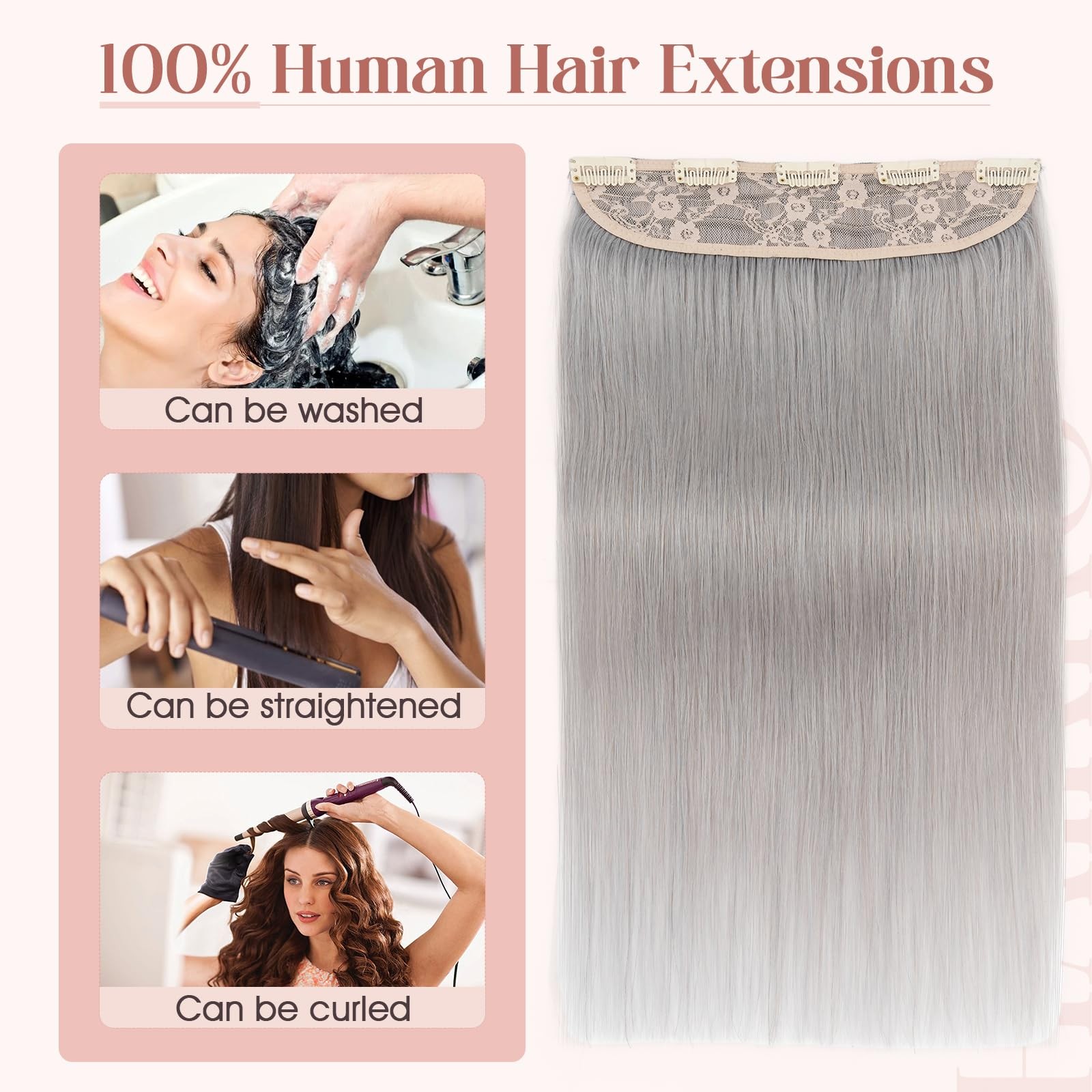 Hairro Clip In Hair Extensions 100 Real Human Hair 14 Inch Thin Clip On Human
