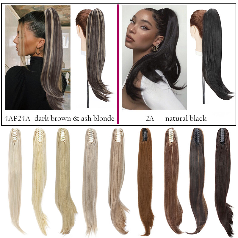 Ponytail Claw on Clip in Hair Extension Synthetic Hairpiece As Human Hair Curly