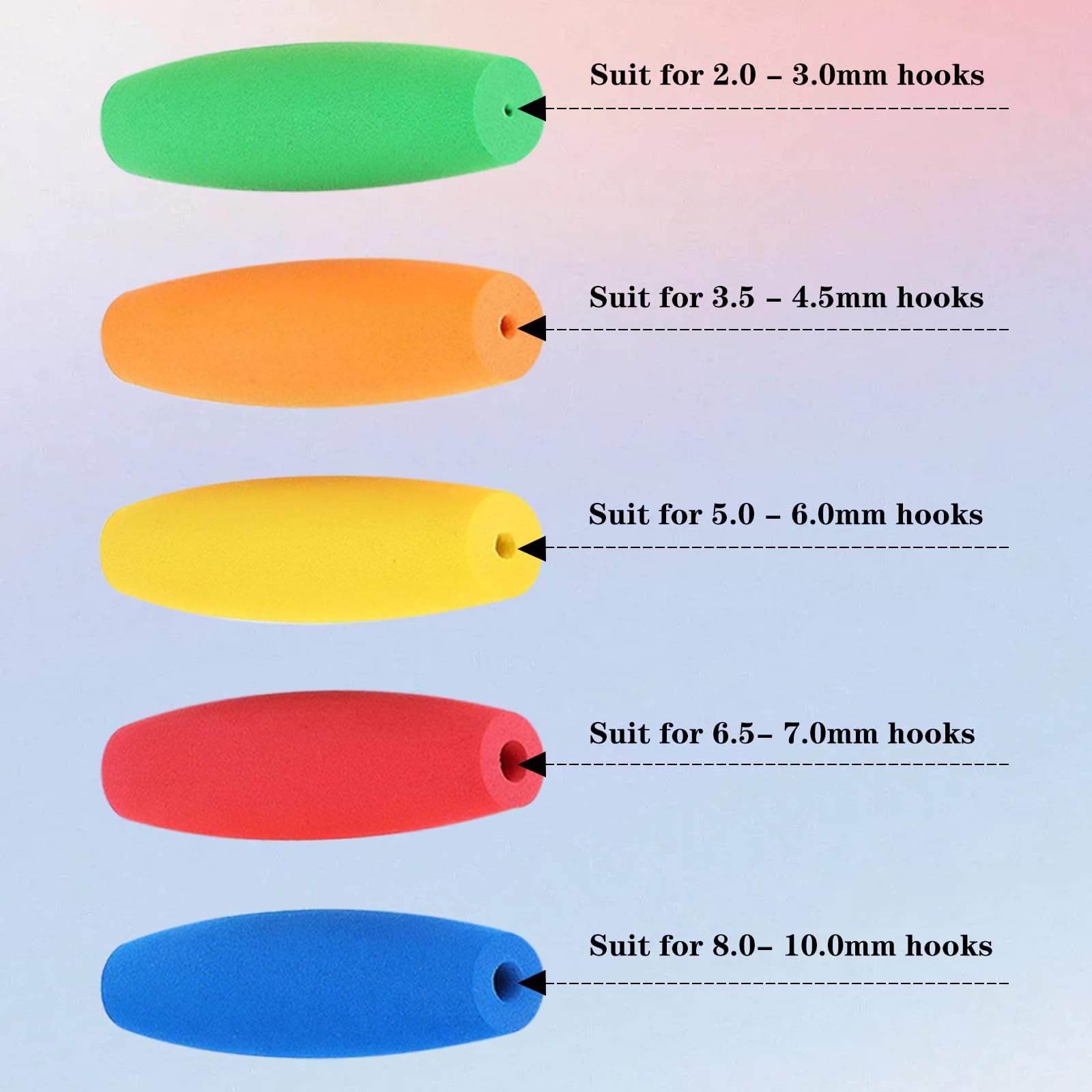 HEYLEAYAR Multicolor Crochet Hooks Grips Set, 5Pcs 2mm-10mm, Multi-Color