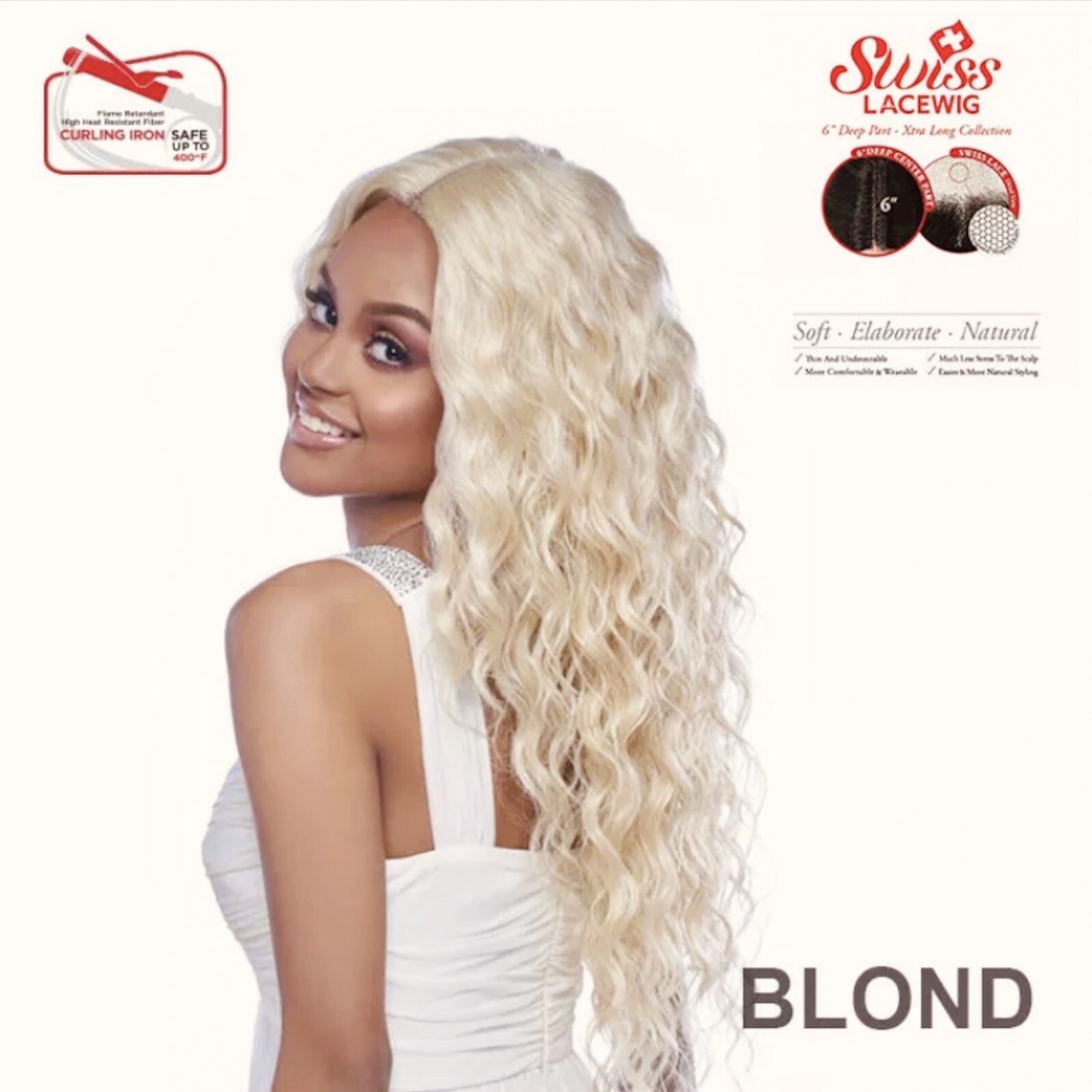 NEW LSD62 HARLEM 125, Synthetic Swiss Lace 6” DEEP CENTER PART, Lace Front Wig