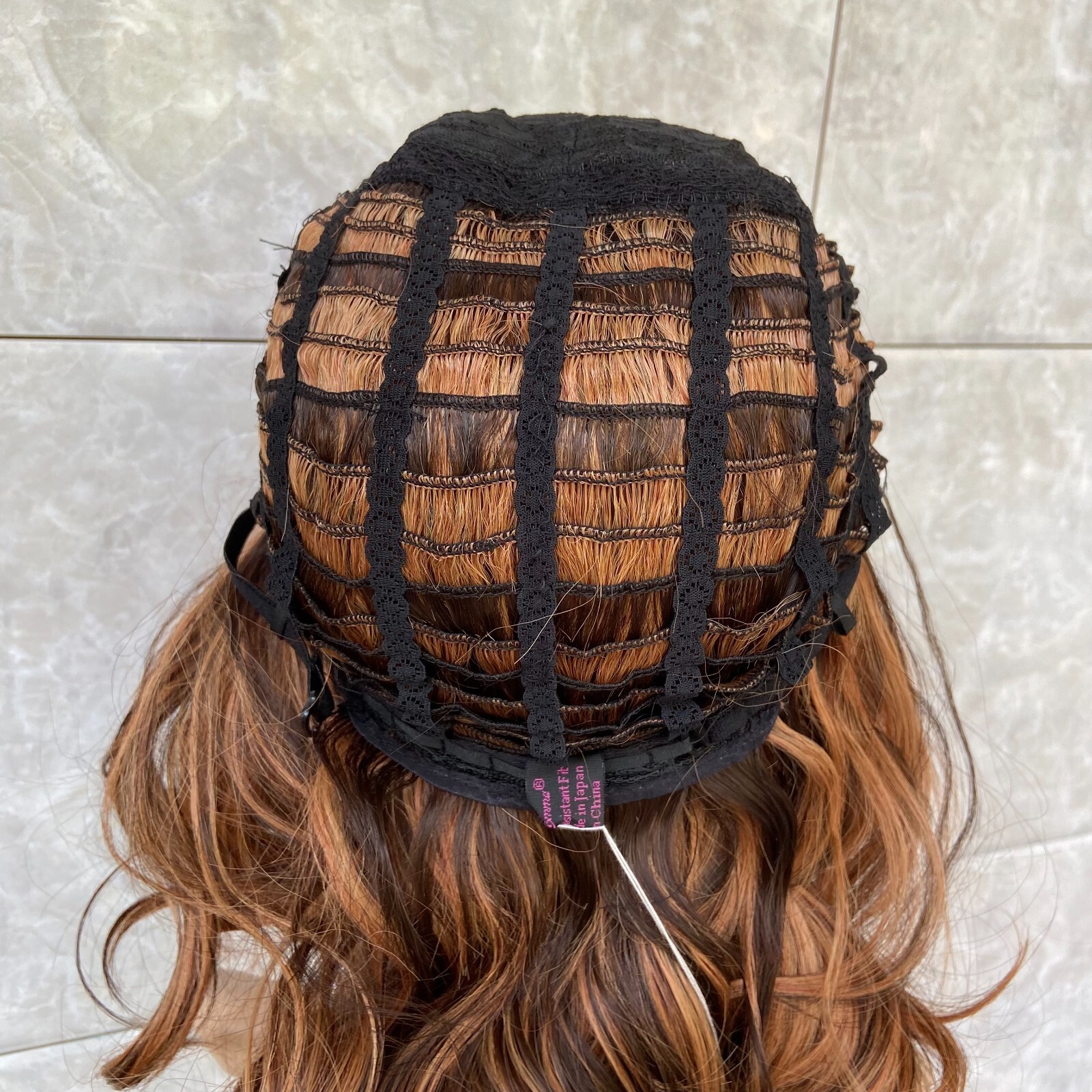 Medium Curly Wavy 100% Human Hair Blend Heat Ok Wigs Brown Mix Blonde Women Soft