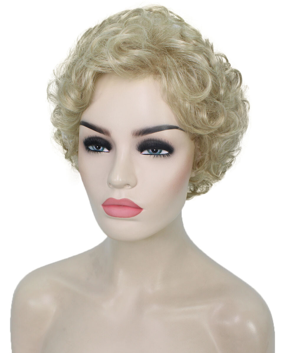 Monroe – Curly Kanekalon Synthetic Fiber Full Wig, 4 – 4.5 in, Light Blonde