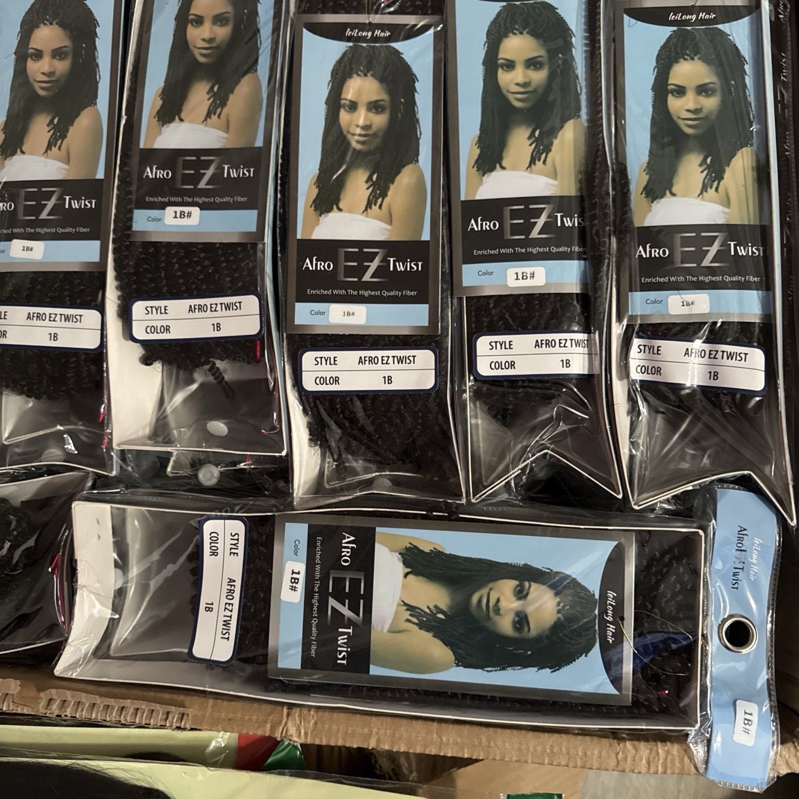 leiLong Hair Afro EZ Twist Curly Synthetic Heat Resistant Hair Extension 1B