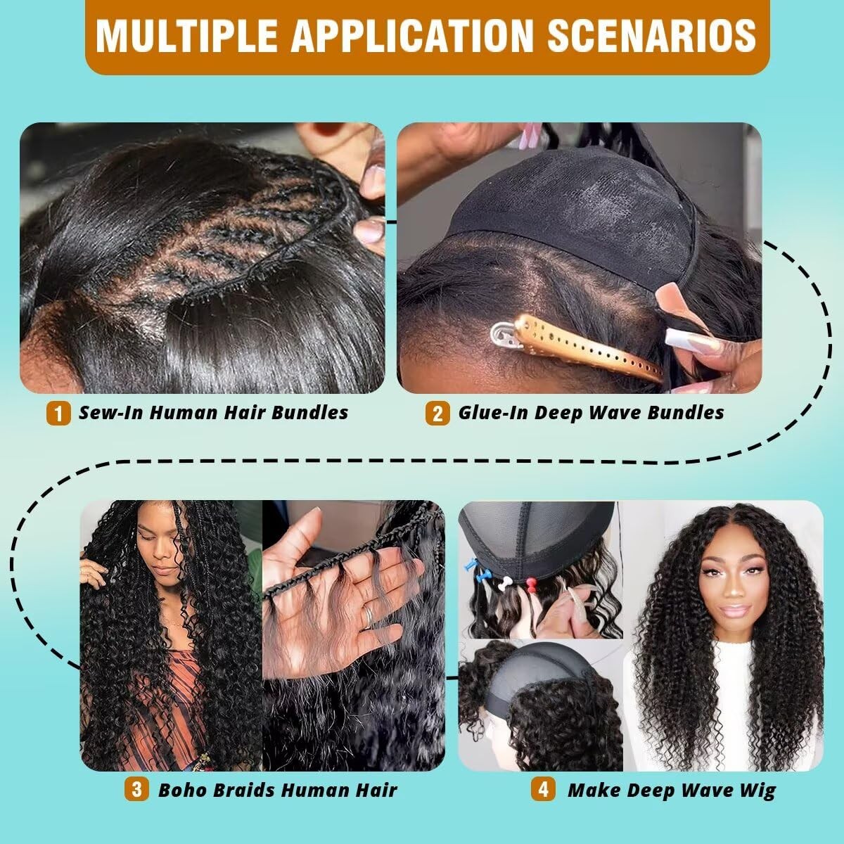 Cuzuzu 12A Human Hair Bundles 18.1 Inch Deep Wave Bundles Human Hair 100