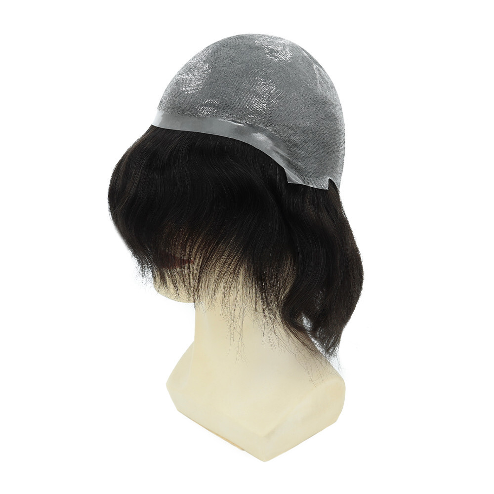 Mens Thin Skin Wigs Hair Replacement Hairpiece BIO FW Human Hair Medium Size 6”