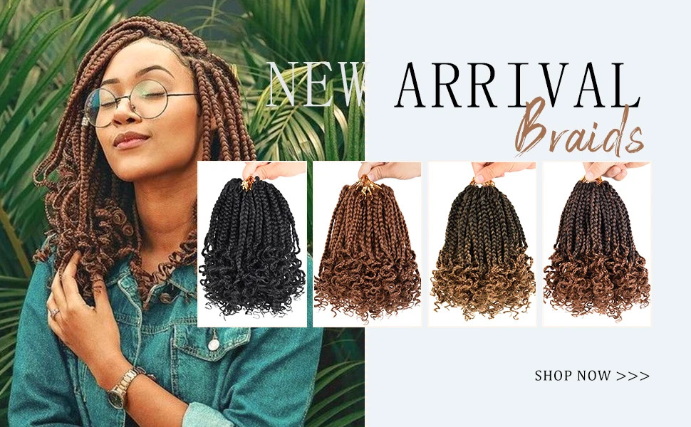Pre Looped 3X Box Braids Crochet Hair Soft Curly Ends Extensions for Black Women