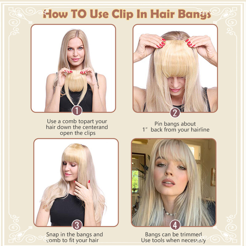 Thin/Thick Fringe Bangs Hair Clip-in Real AS Human Hair Extensions Front Piece