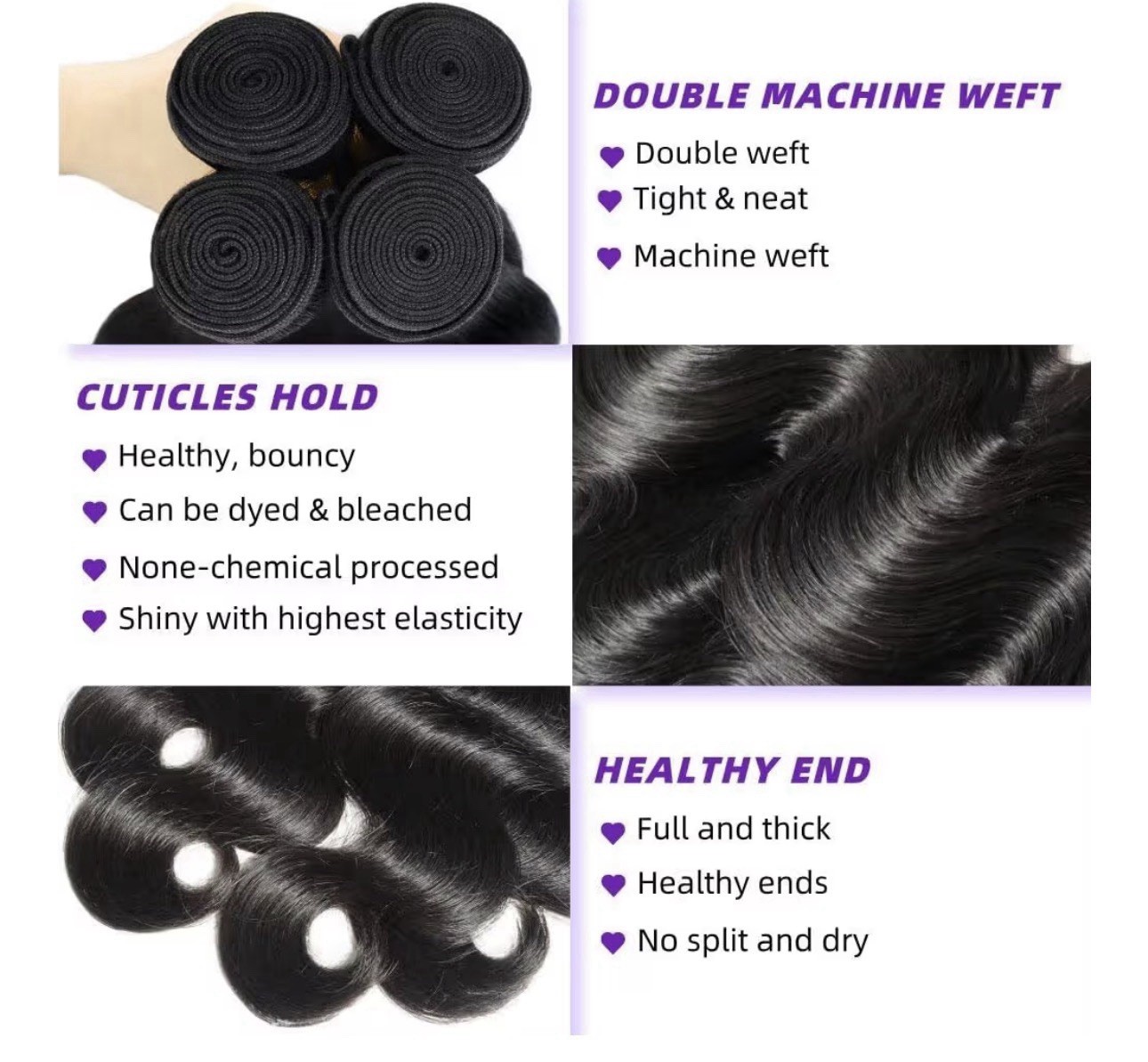 12A Human Hair Bundles 20 22 24 26 Inch Body Wave Bundles Human Hair 100%