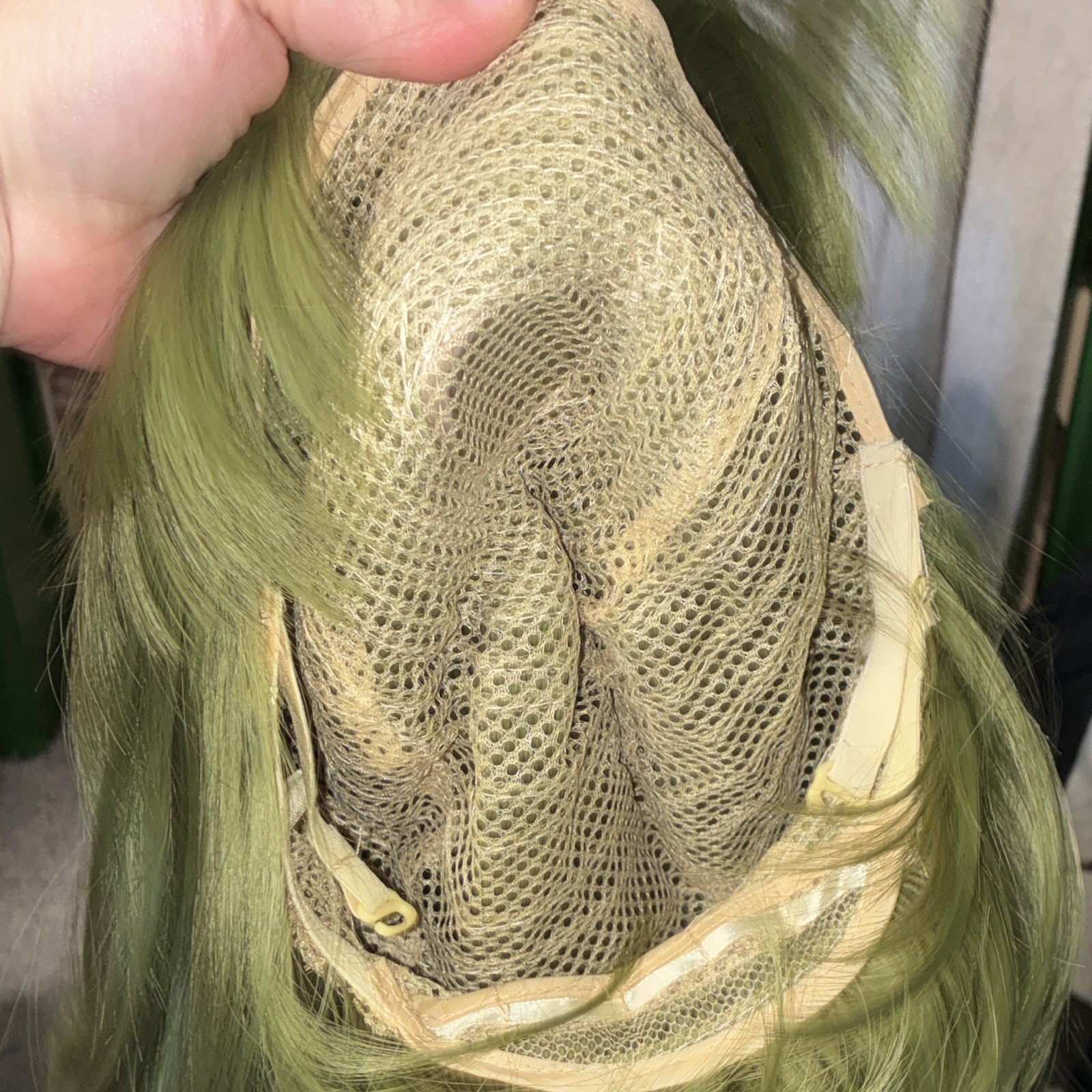 Olive Green Straight Bob Synthetic Wig Clip-In Classic Cap Short Women One Size