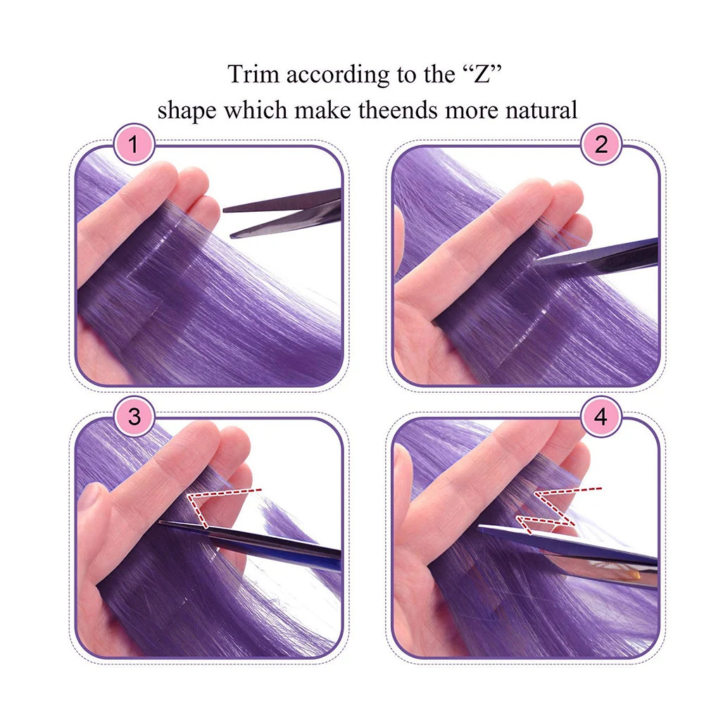 22 Inch Clip in Synthetic Hair Extensions Colored Straight Hairpieces Royal Blue