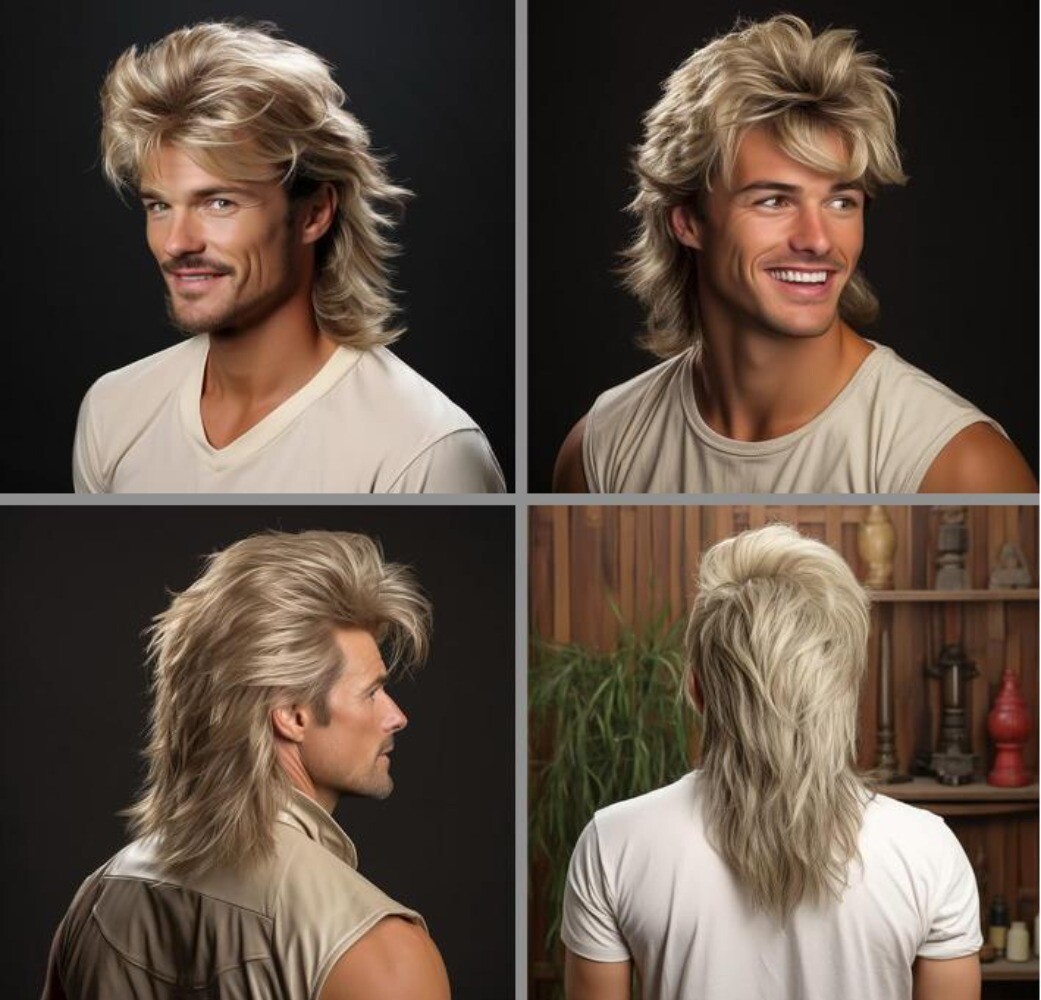 80s Mullet Wig Adult Men’s Pop Rocker Fancy Dress Costume Accessory Wig