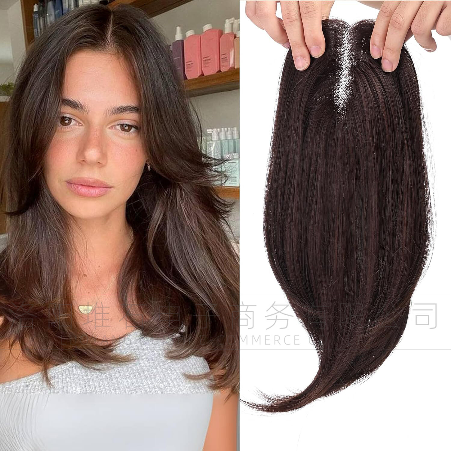 18 Inch Hair Toppers Synthetic Hair Toppers Hair Pieces Swiss Base with 3 Clips