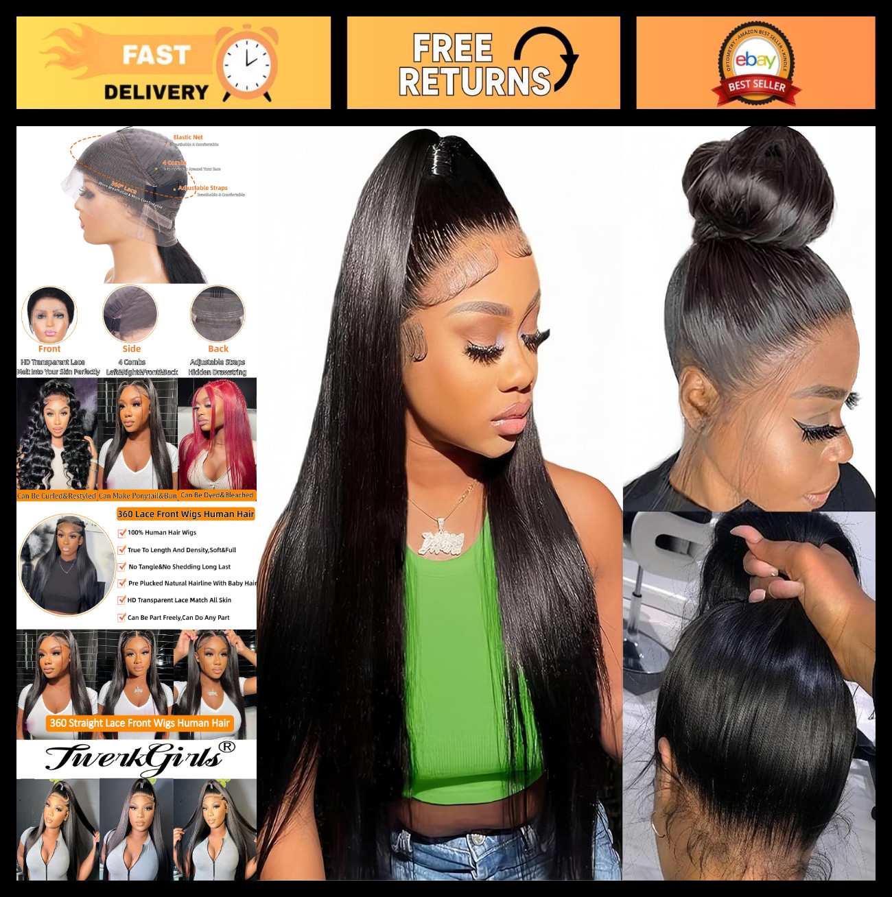 26″ 200% Density 360 Lace Front Wig – Pre-Plucked, Glueless, HD Transparent, Dra