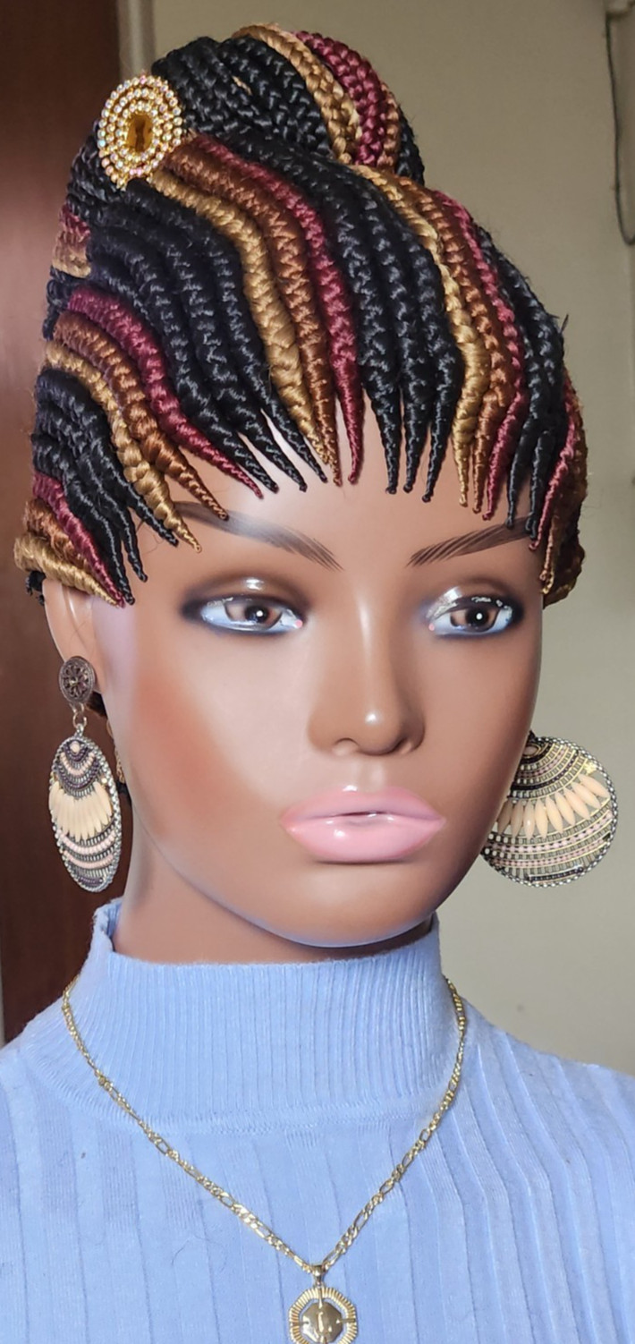 handmade braided cornrows wig pony Escargot multiple colors