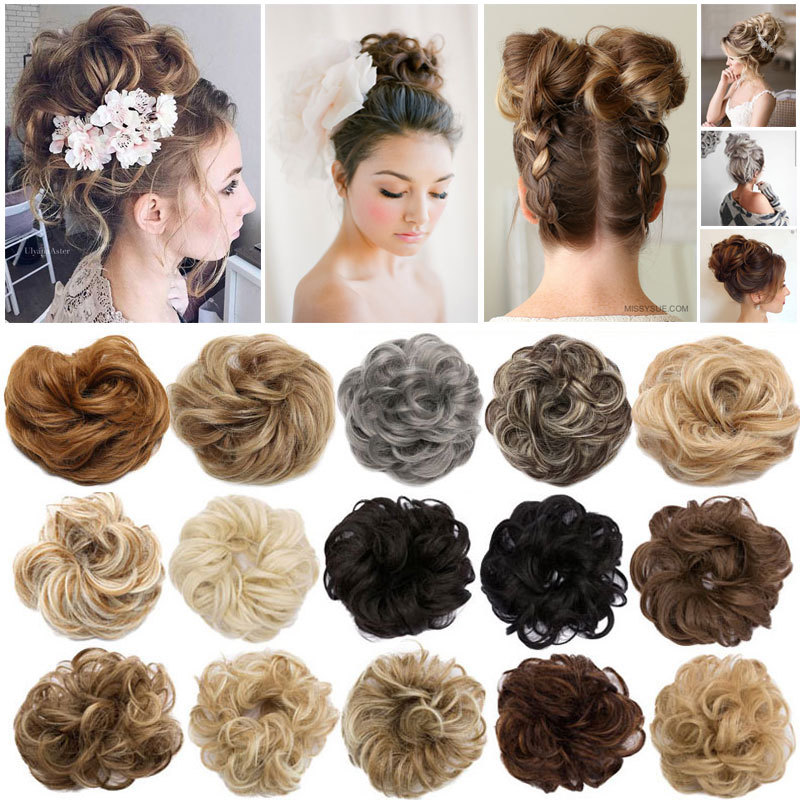 Large Curly Updo Messy Curly Bun Chignon Clip in Hair Piece Extensions THICK FEM