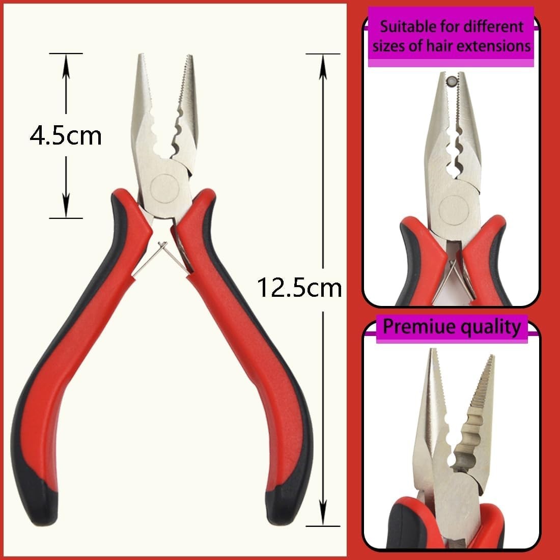 Compact Hair Pliers for Professional Use with Comfortable Grip and Safety Tips