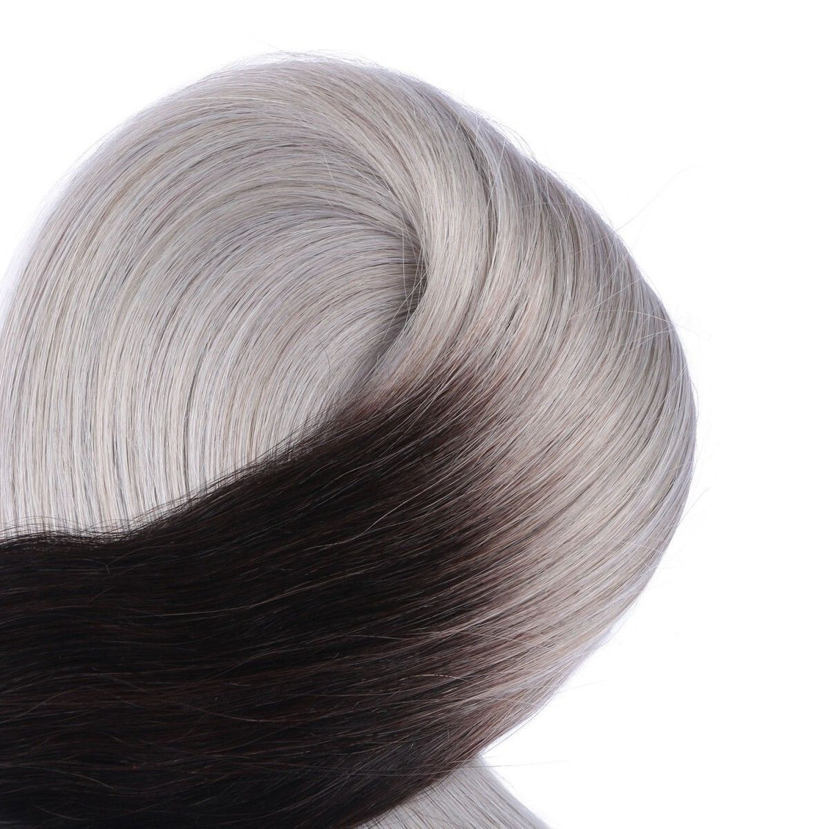 Tape in Human Hair Extensions Skin Wefts Remy Hair Ombre Black to Silver Gray