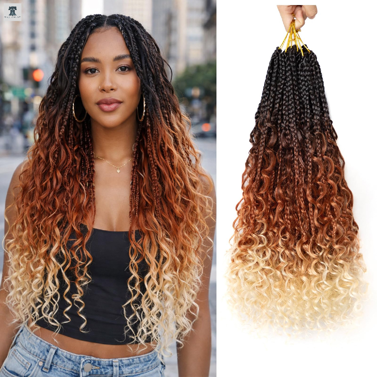 Nayoo Boho Braids Crochet Hair 18 Inch Goddess Crochet Braids Curly Ends Pre