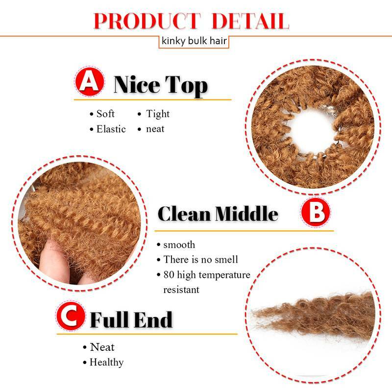 USA Afro Curly Kinky Bulk Braid Braids Hair Extensions Meag Thick Ombre Crochet
