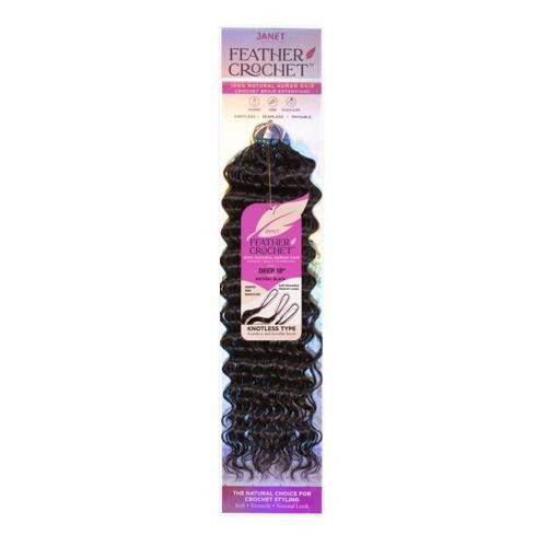 Janet Collection 100% Human Hair Feather Crochet Braid Extension DEEP 18″