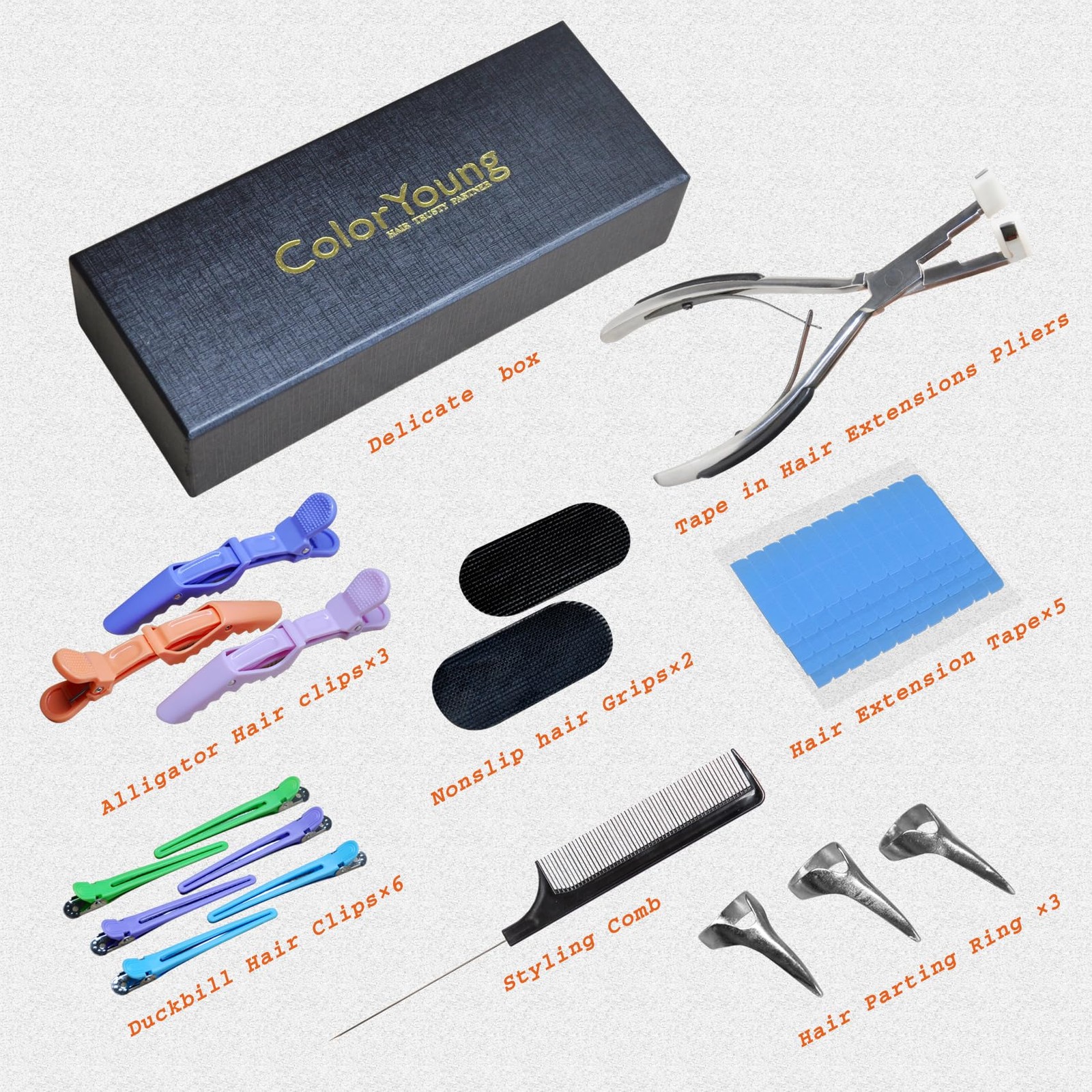 Coloryoung Flat Surface Sealing Hair Extension Plier Tools Kit Tape In Pliers