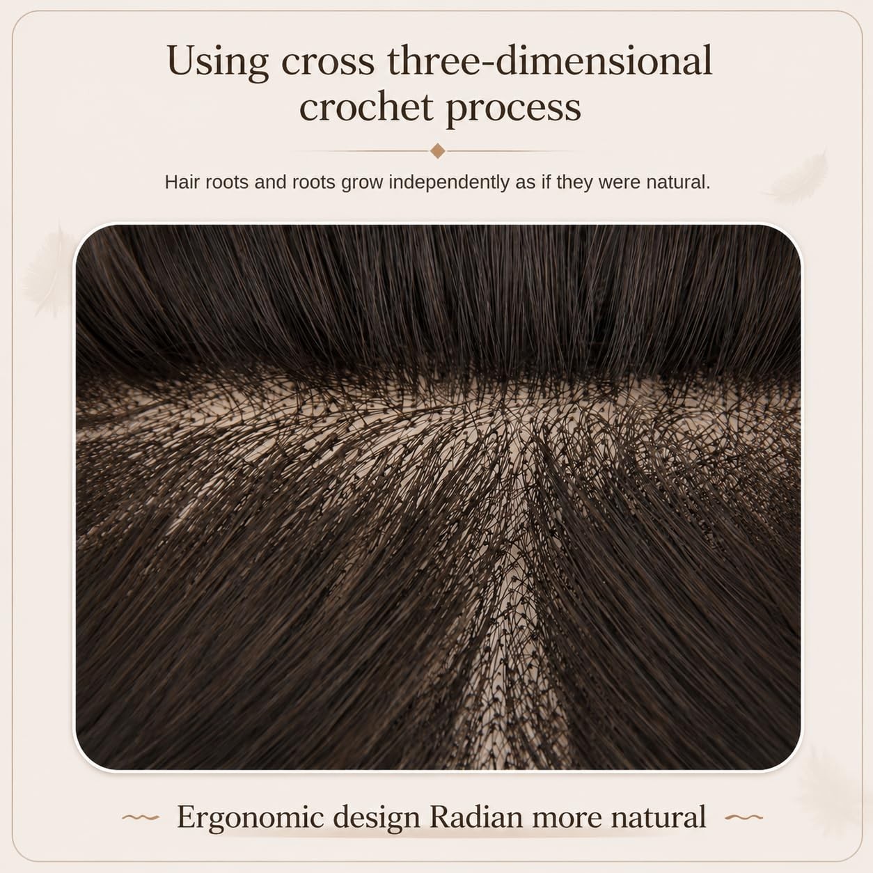Hand-Tied Hair Topper with Bangs, Black