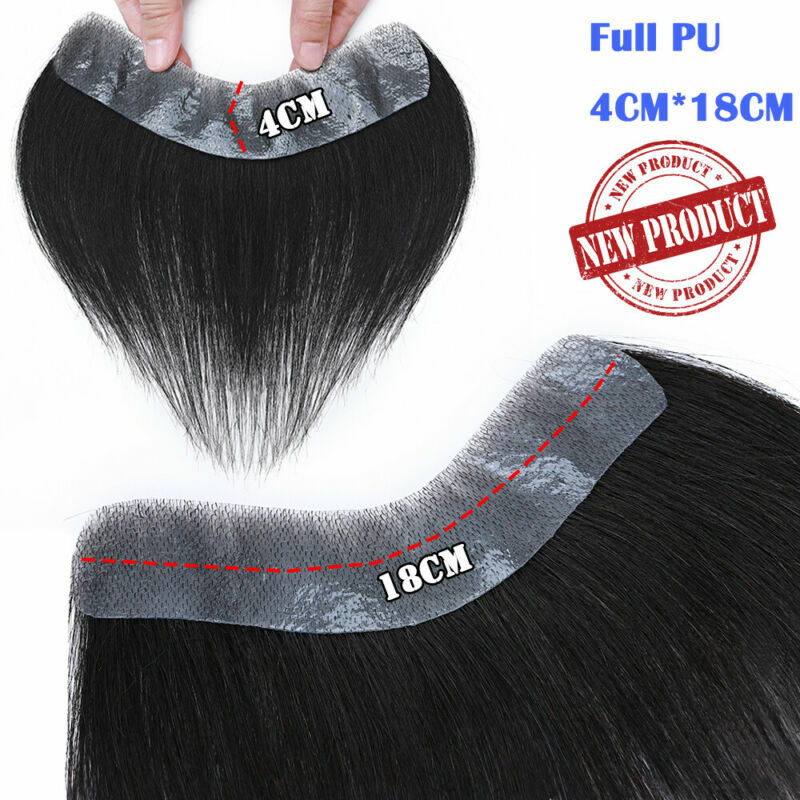 FULL PU Replacement System Mens Toupee Hairpieces Remy Human Hair Skin Poly Wigs