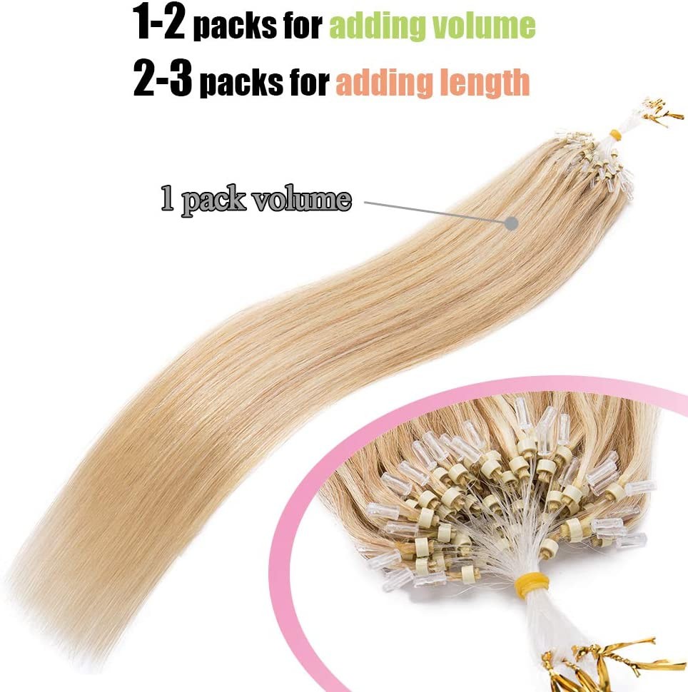 Micro Bead Loop Hair Extensions 100% Remy Human Hair Micro Rings Balayage Ombre