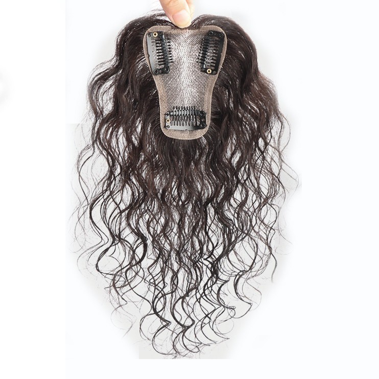 Short Fluffy Curly Wavy Clip In Human Hair Toppers For Thin Hair Top Replacement
