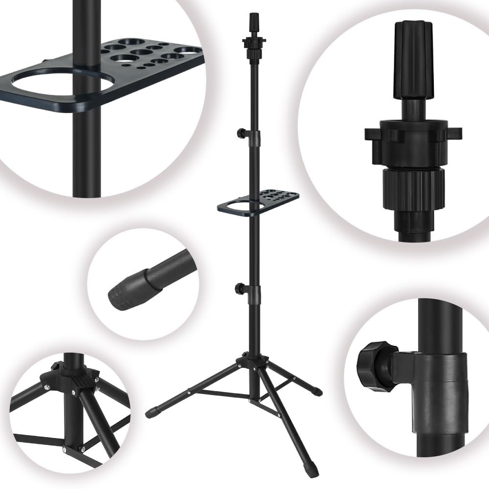 ZQIAN BEAUTY 50 Inch Metal Wig Stand, Adjustable Head Black