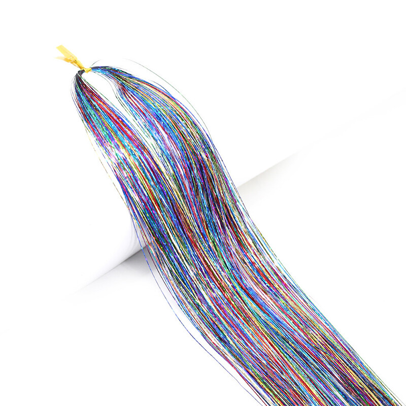 Sparkle Hair Tinsel Holographic Glitter Extensions Highlights False Hairstyling
