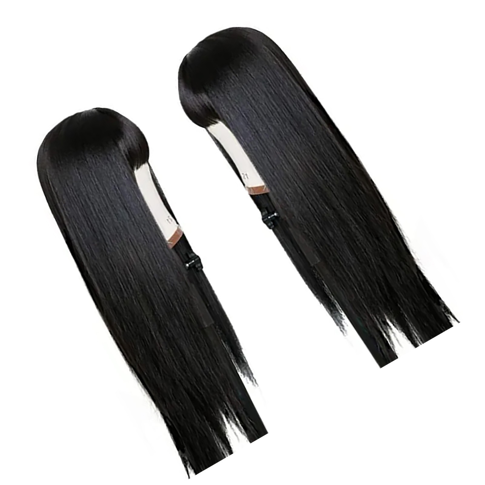 Long Black Wig With Bangs Stylish Synthetic Hair For Women