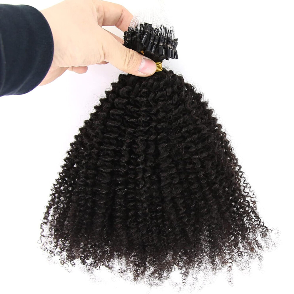 Afro Kinky Curly Micro Loop Ring Human Hair Extensions 1g/Strand 100g/Bundle