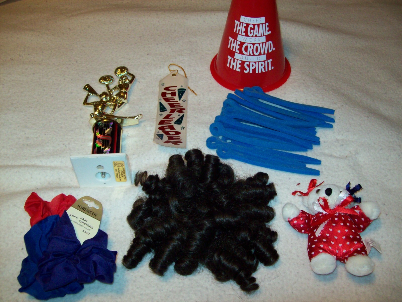 Cheer/Dance Curls – Instant Curls Fit over your Hair in Bun & Some Cheer Goodies