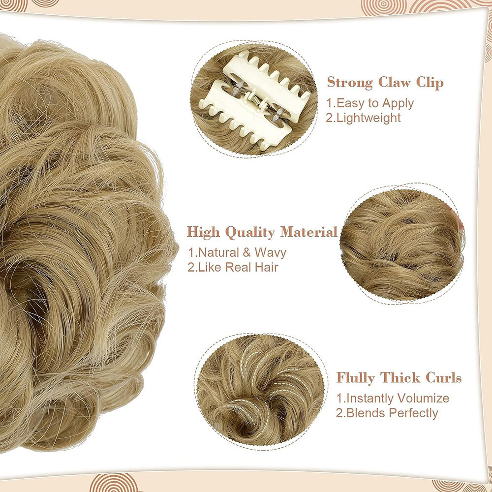 Large Thick Messy Bun Scrunchie Updo False Cover Curly Hair Extensions Hairpiece