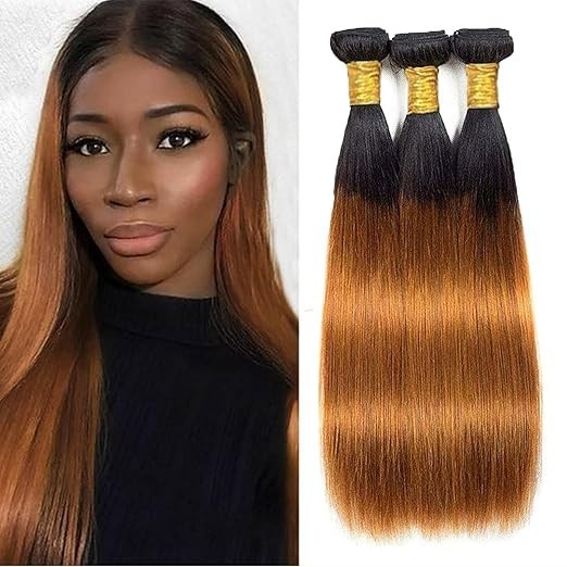 1B/30 Human Hair Bundles Ombre Brown Straight 26 28 30 Inch Virgin Extensions