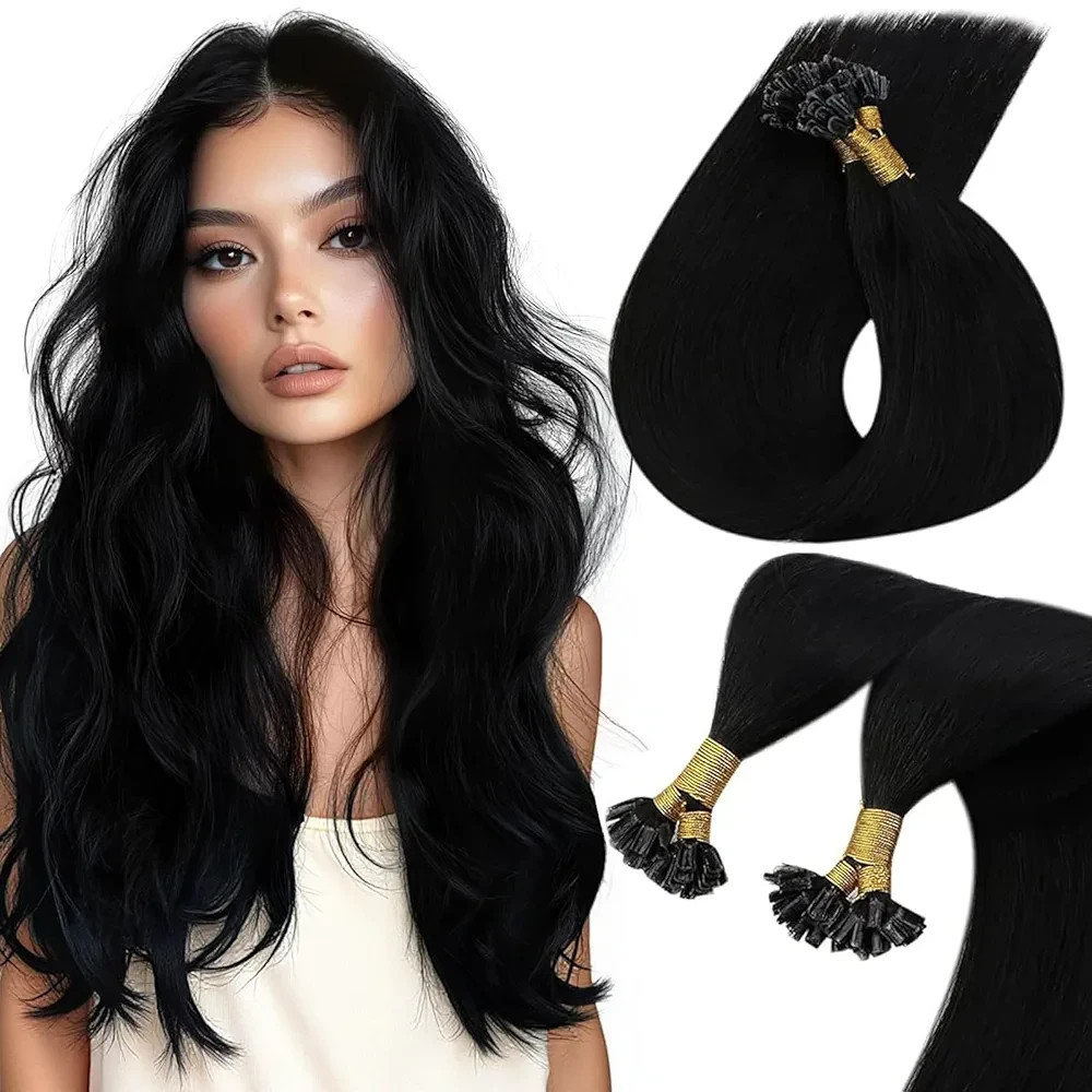 Sunny Hair U-Tip 22in #1 Jet Black Human Hair Extensions Hot Fusion