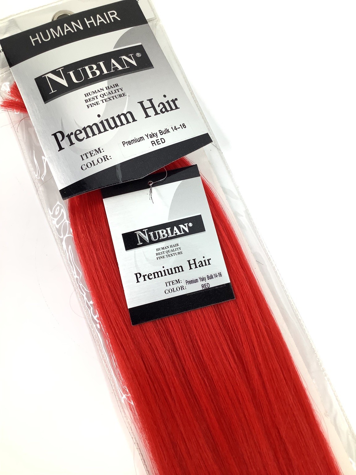 NUBIAN Premium Yaky Bulk Human Hair Extensions 14-16″ RED High-Temp Fiber
